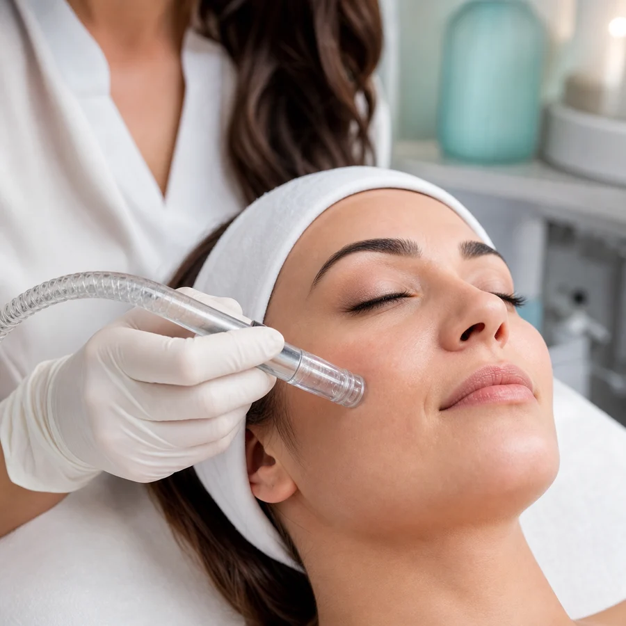 Aqua-Dermabrasion mit transparentem Saug- und Wasseraufsatz